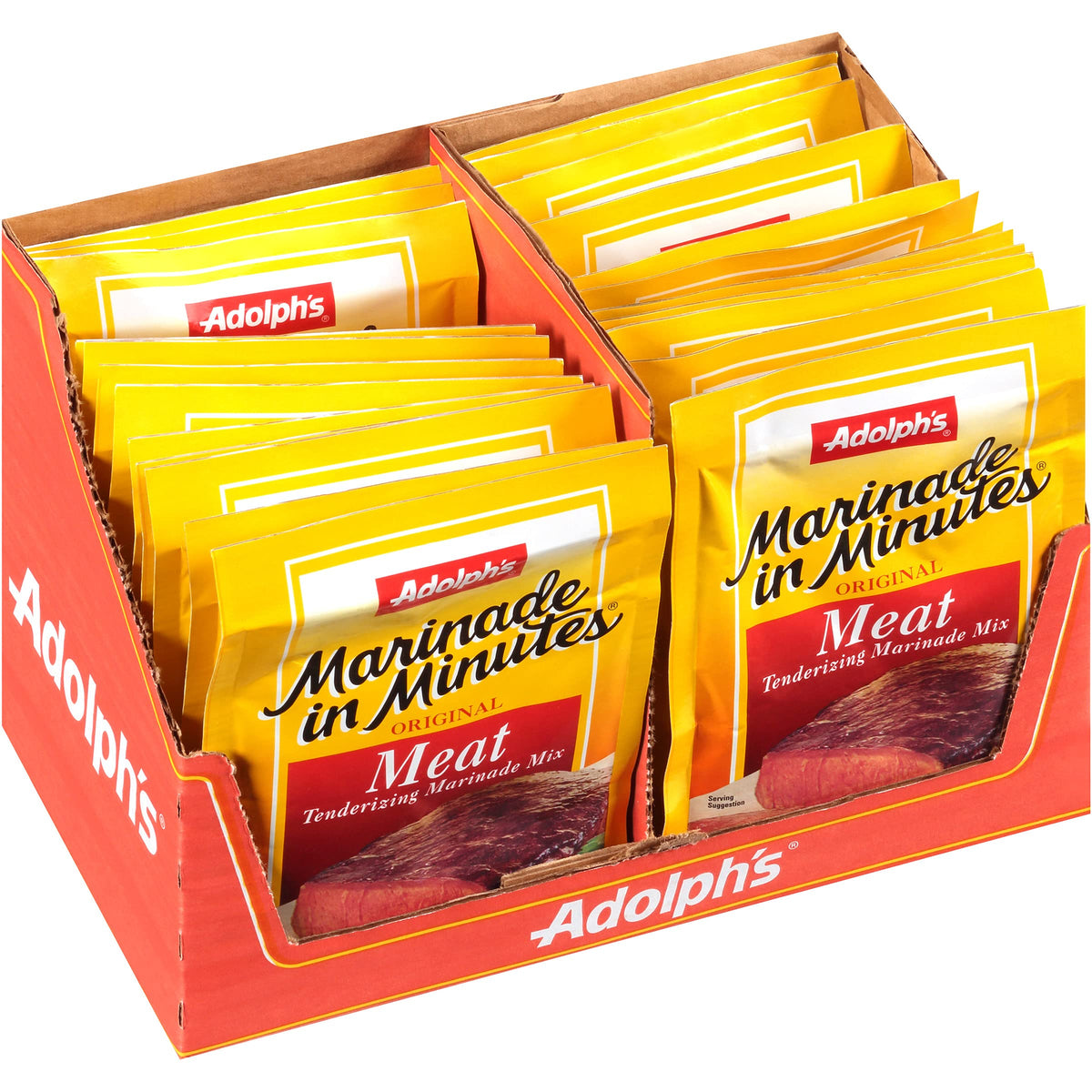 Adolph's Marinade In Minutes bottle with original spices for tender beef and other meats