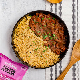 A Dozen Cousins vegan Creole Red Beans in a taco or bowl