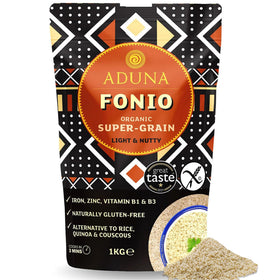Aduna Fonio 1kg packaging highlighting gluten-free grain for everyday meals
