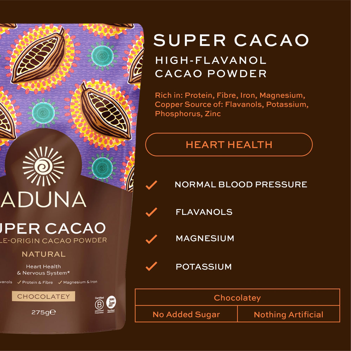 Aduna Super-Cacao Powder fine texture ideal for smoothies and baking