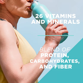 AdvoCare Meal Replacement Shake chocolate mixed glass highlights creamy, satisfying texture.