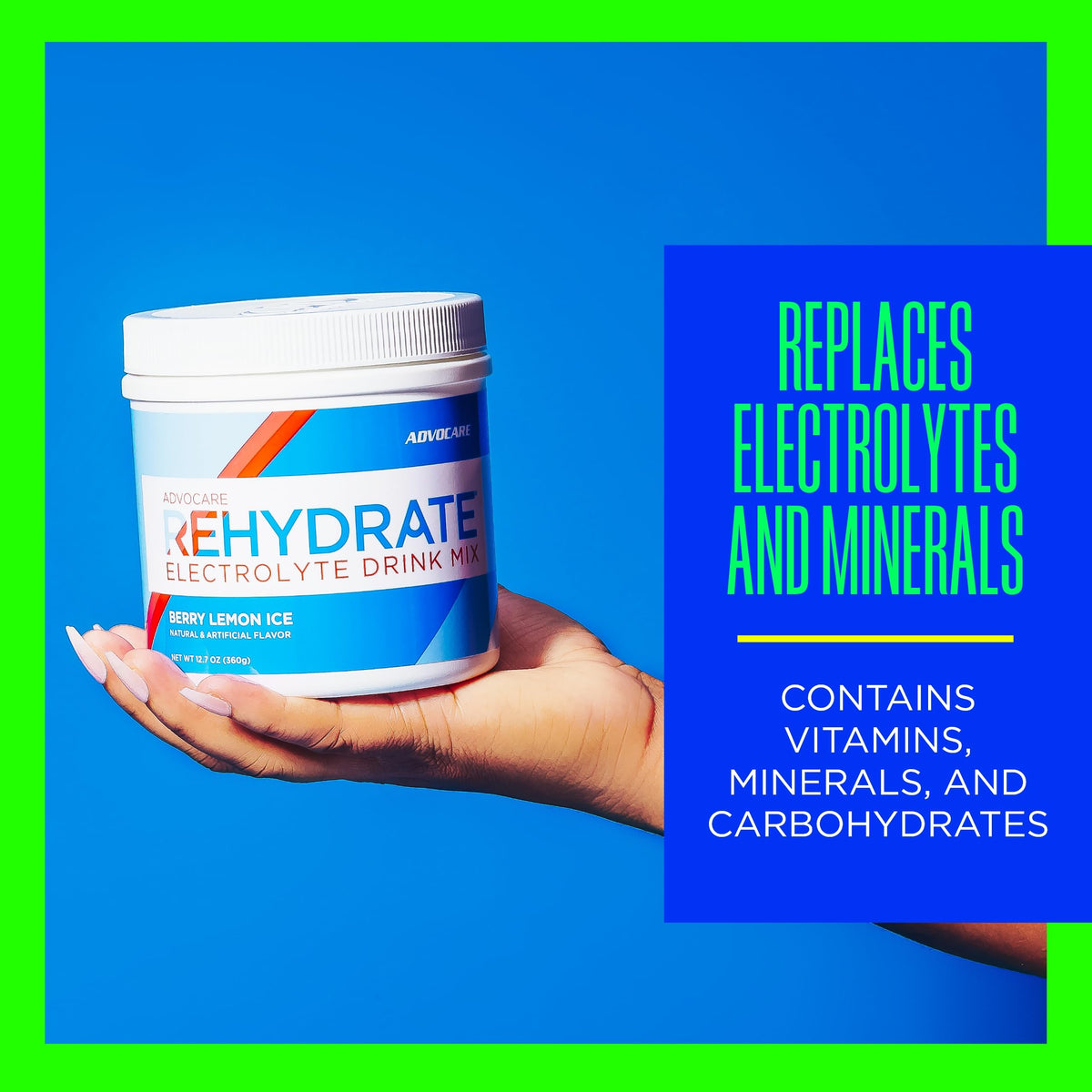 AdvoCare Rehydrate glass shows icy drink ideal for post-workout recovery rituals