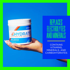 AdvoCare Rehydrate glass shows icy drink ideal for post-workout recovery rituals