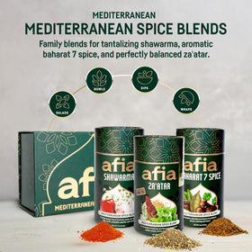 AFIA garlic toum pairing with shawarma spices for creamy dipping.