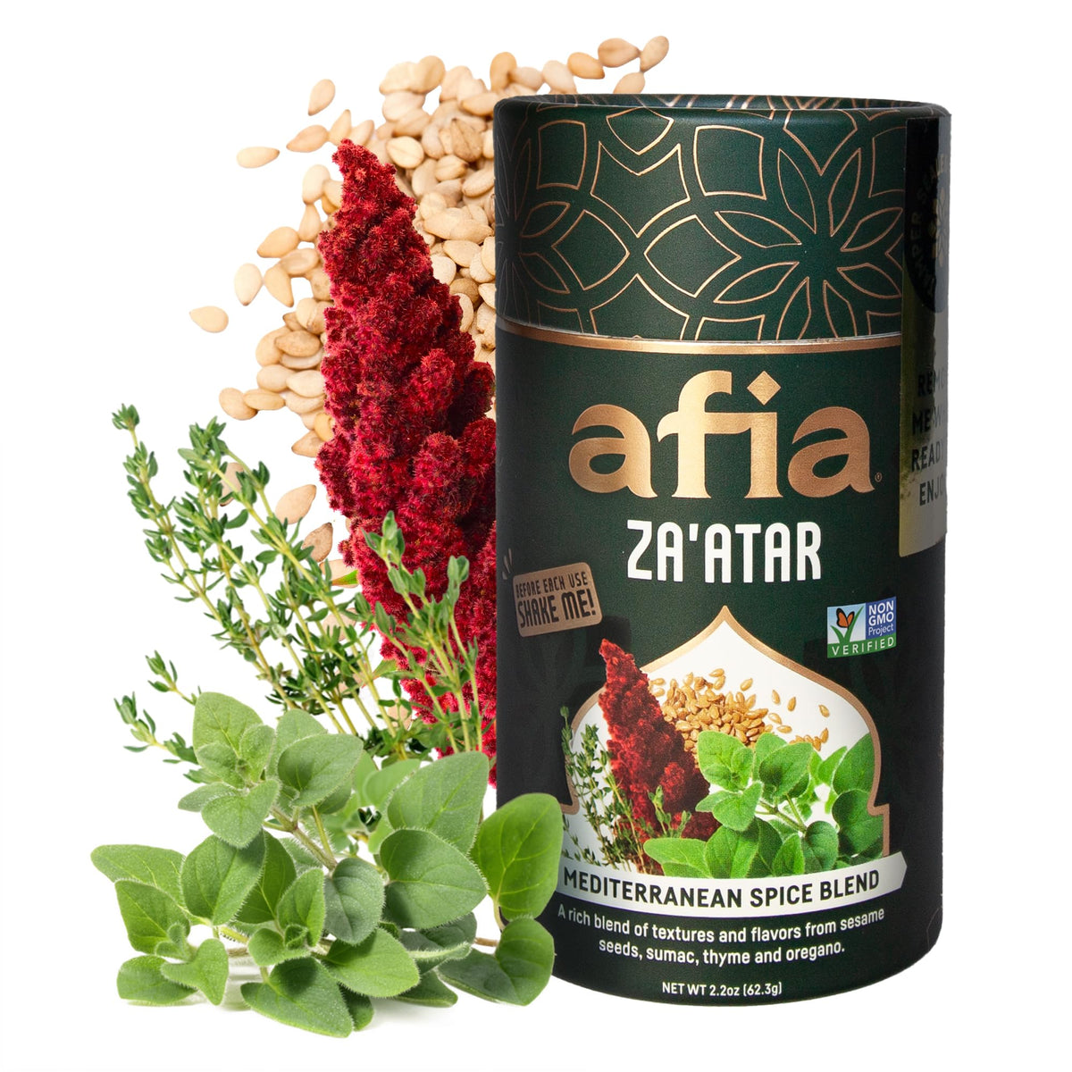 AFIA Za'atar spice blend bottle showcases authentic Mediterranean seasoning for everyday meals.