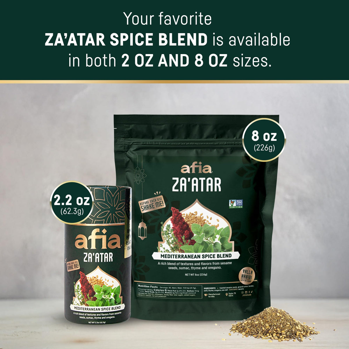 AFIA Za'atar is dusted onto roasted vegetables for depth.