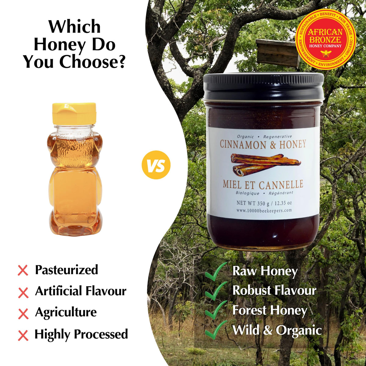 Pouring African Bronze Seal infused honey with cinnamon for toast and yogurt