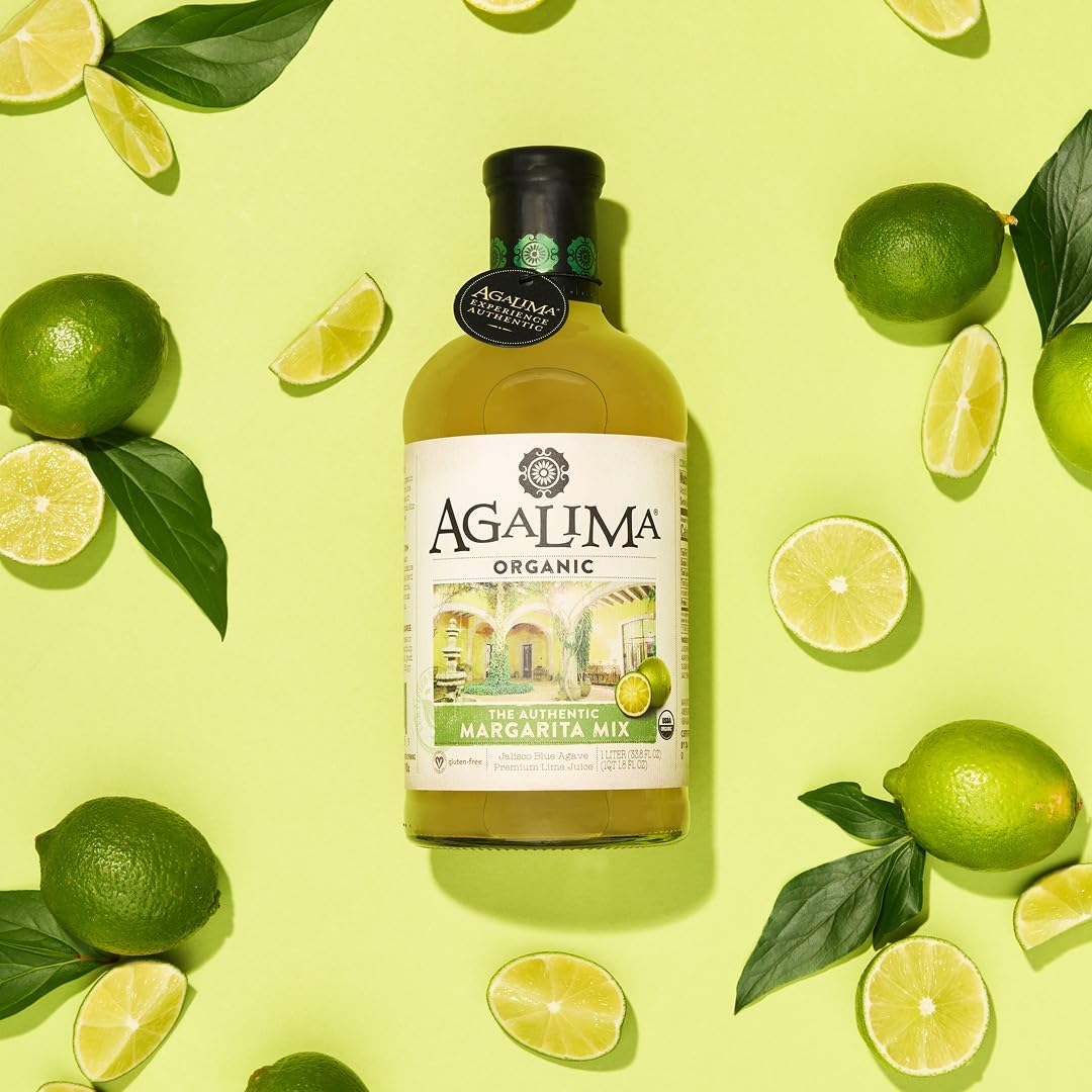 Serving glass with a margarita made from Agalima mix for home entertaining.