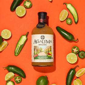 Agalima sustainable organic fruit claim shown on the bottle.