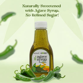 Pour shot of Agave Sweet Jalapeño syrup into a glass