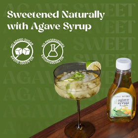 Margarita glass with Agave Sweet Jalapeño syrup garnish