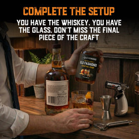 Stirred cocktail featuring Aged and Charred mix for a classic feel.