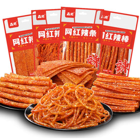 AGOLOOD Spicy Latiao 4-pack on a table, ready to share.