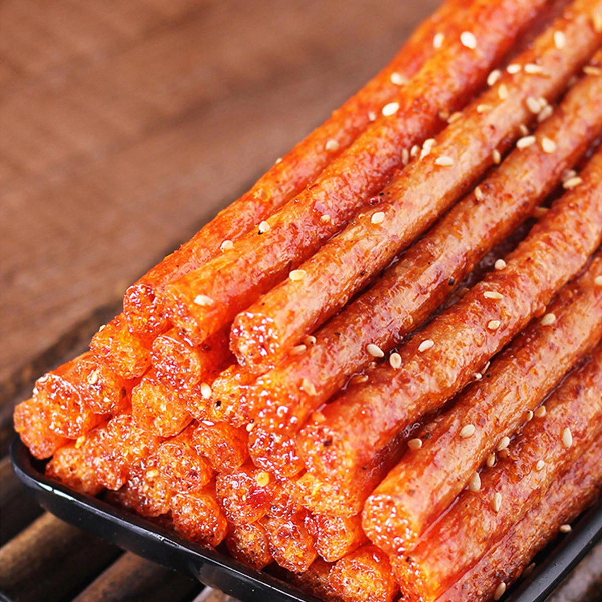 Closeup texture of AGOLOOD Latiao shows chewy, flavorful bite.