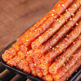 Closeup texture of AGOLOOD Latiao shows chewy, flavorful bite.
