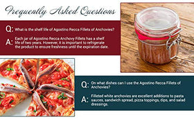 Agostino Recca anchovies in olive oil nutrition panel highlighting protein and omega-3