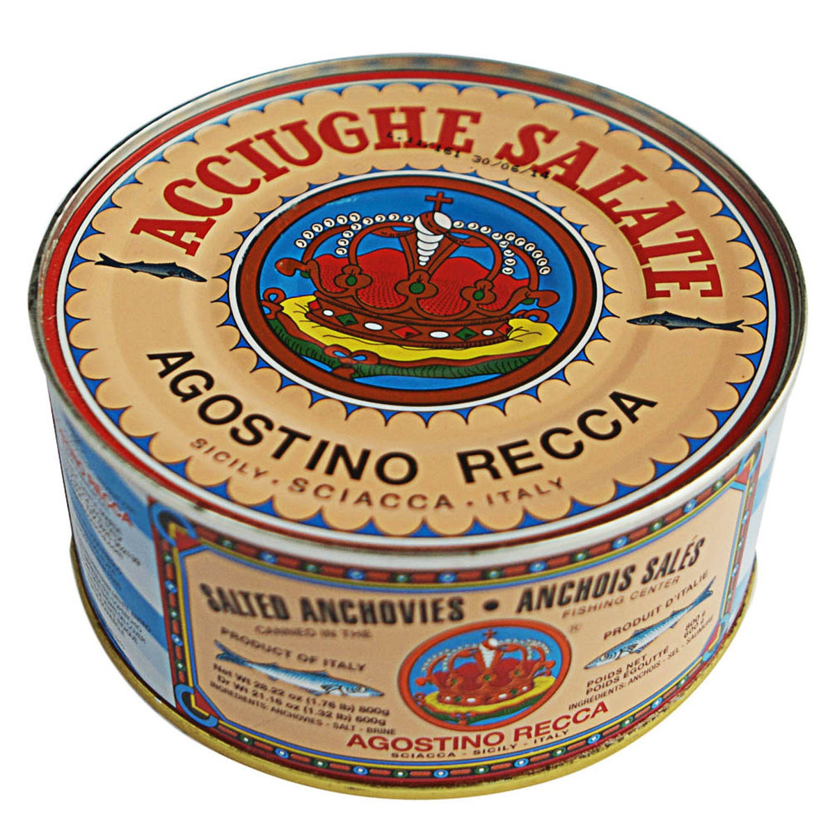 Agostino Recca salted whole anchovies on salt bed, ideal for antipasti and pasta