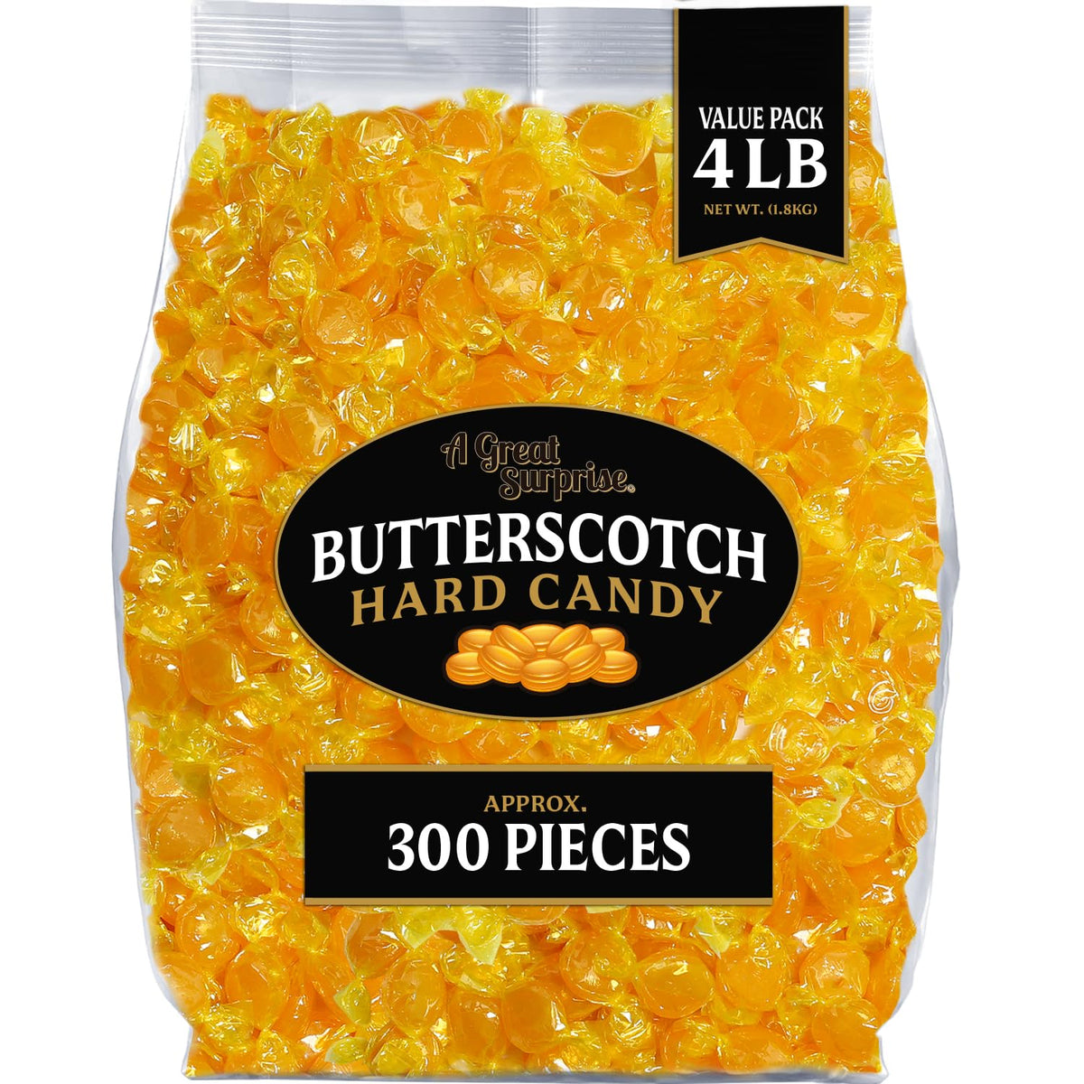 Event catering display with A Great Surprise butterscotch candy