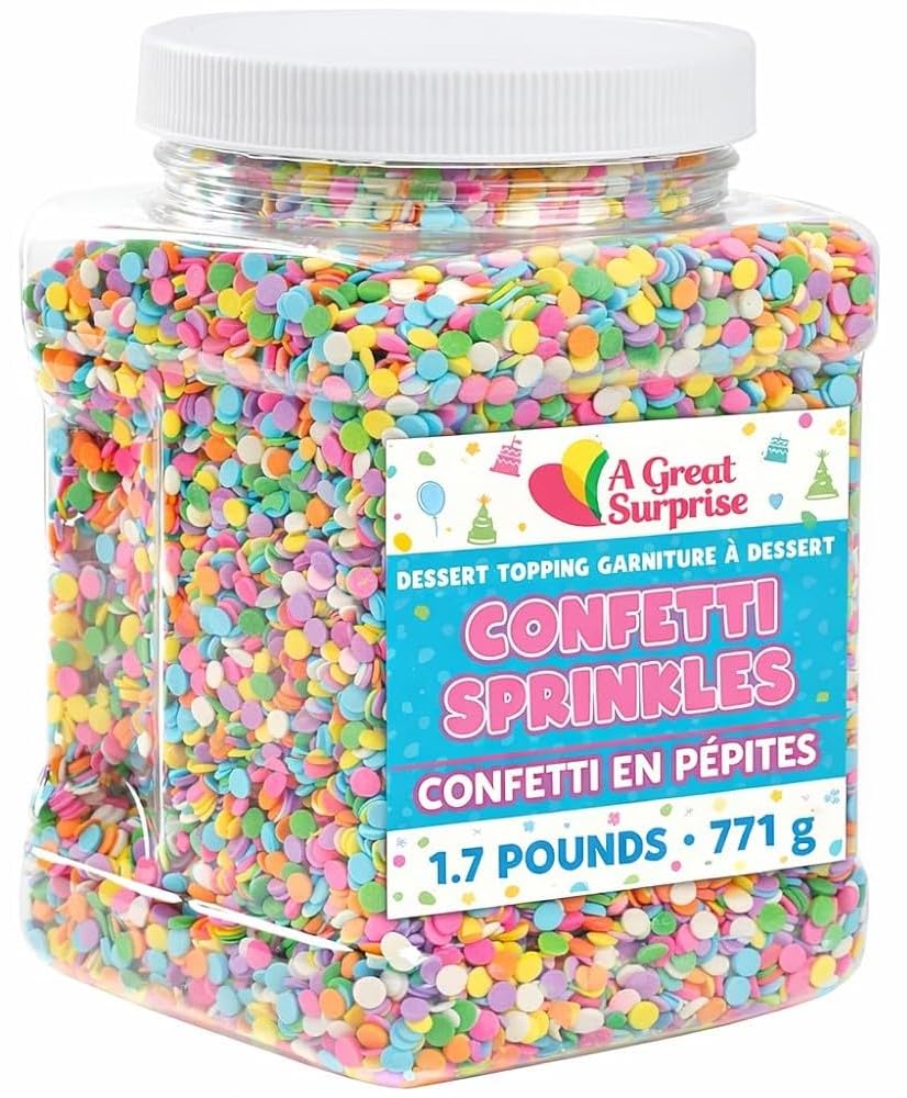 A Great Surprise rainbow pastel sprinkles color cakes and cookies.