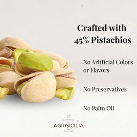 Pistachio cream pours smoothly from Agrisicilia, ideal for chocolate bars.