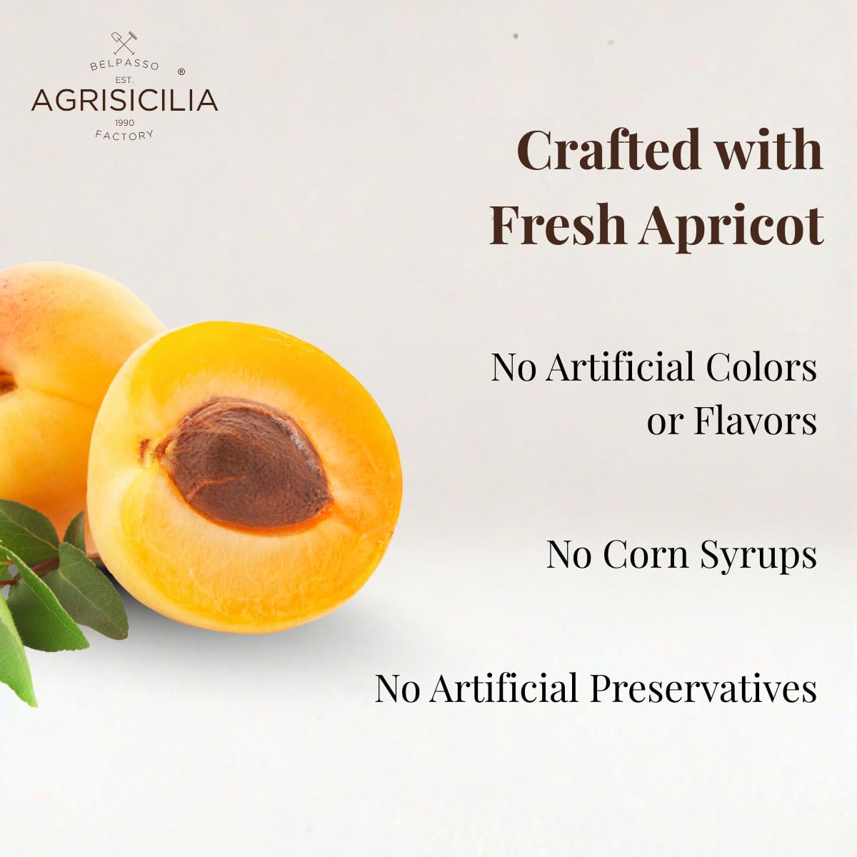 Agrisicilia Sicilian Apricot Jam spoon on toast suggests creamy breakfast goodness