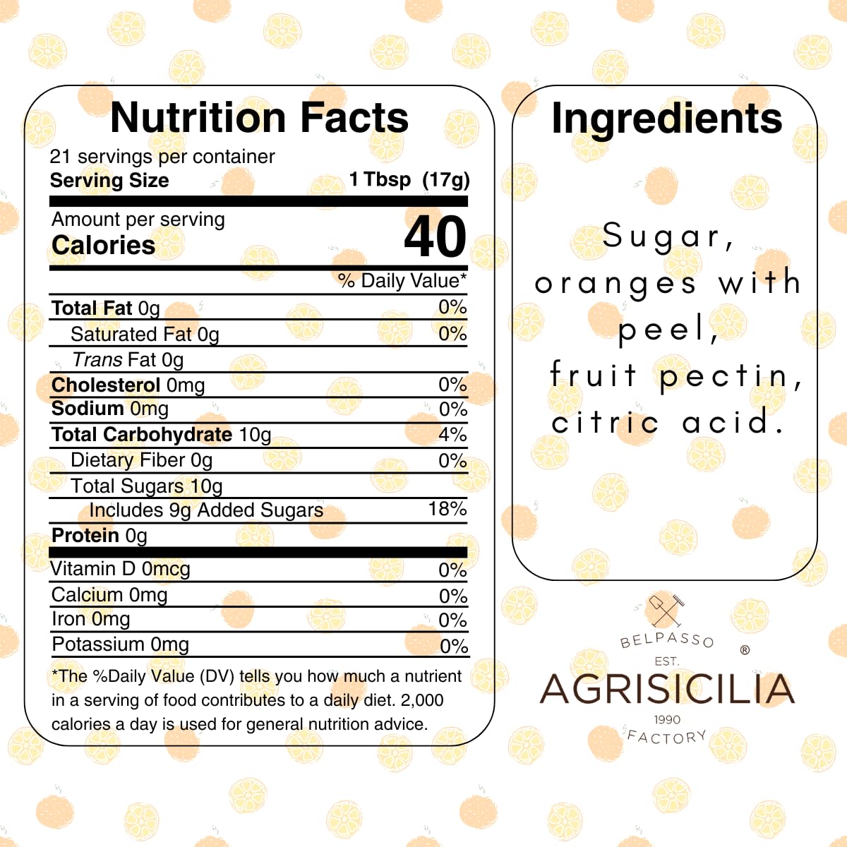 Agrisicilia marmalade ingredients close-up showing fruit and peel.