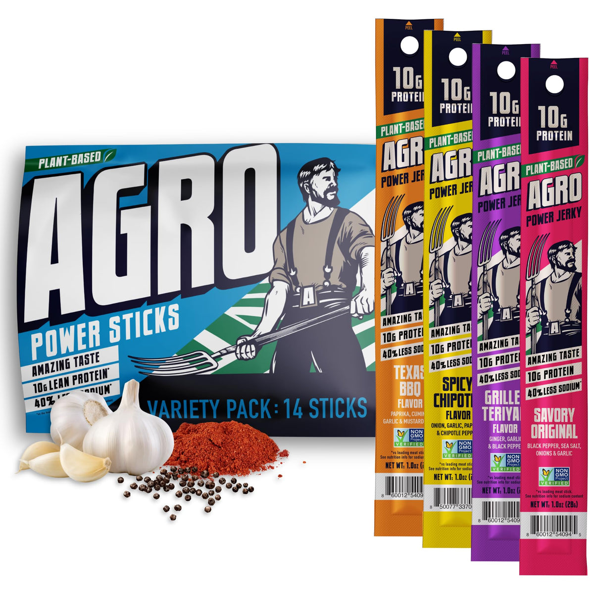 AGRO POWER vegan jerky stick Grilled Teriyaki – high protein snack for workouts