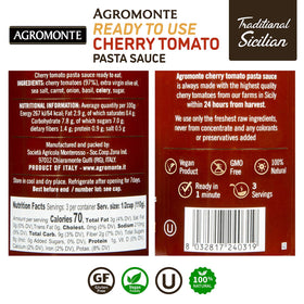 Agromonte ingredient closeup with fresh tomatoes and herbs for all-natural taste
