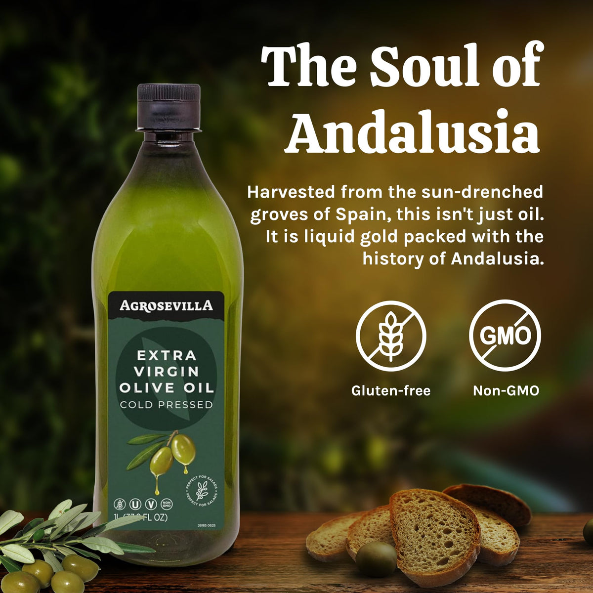 AGROSEVILLA olive oil pour showing versatile drizzle for dressings and finishing