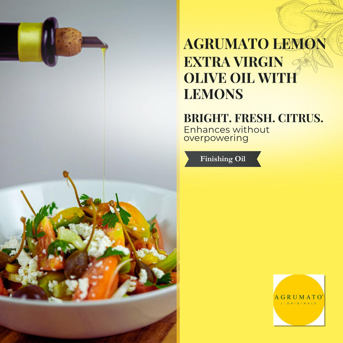 Agrumato label highlights true citrus co-pressed method and small-batch craft.