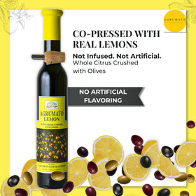 Pouring Agrumato Lemon Olive Oil adds fresh citrus finish to seafood and pasta.