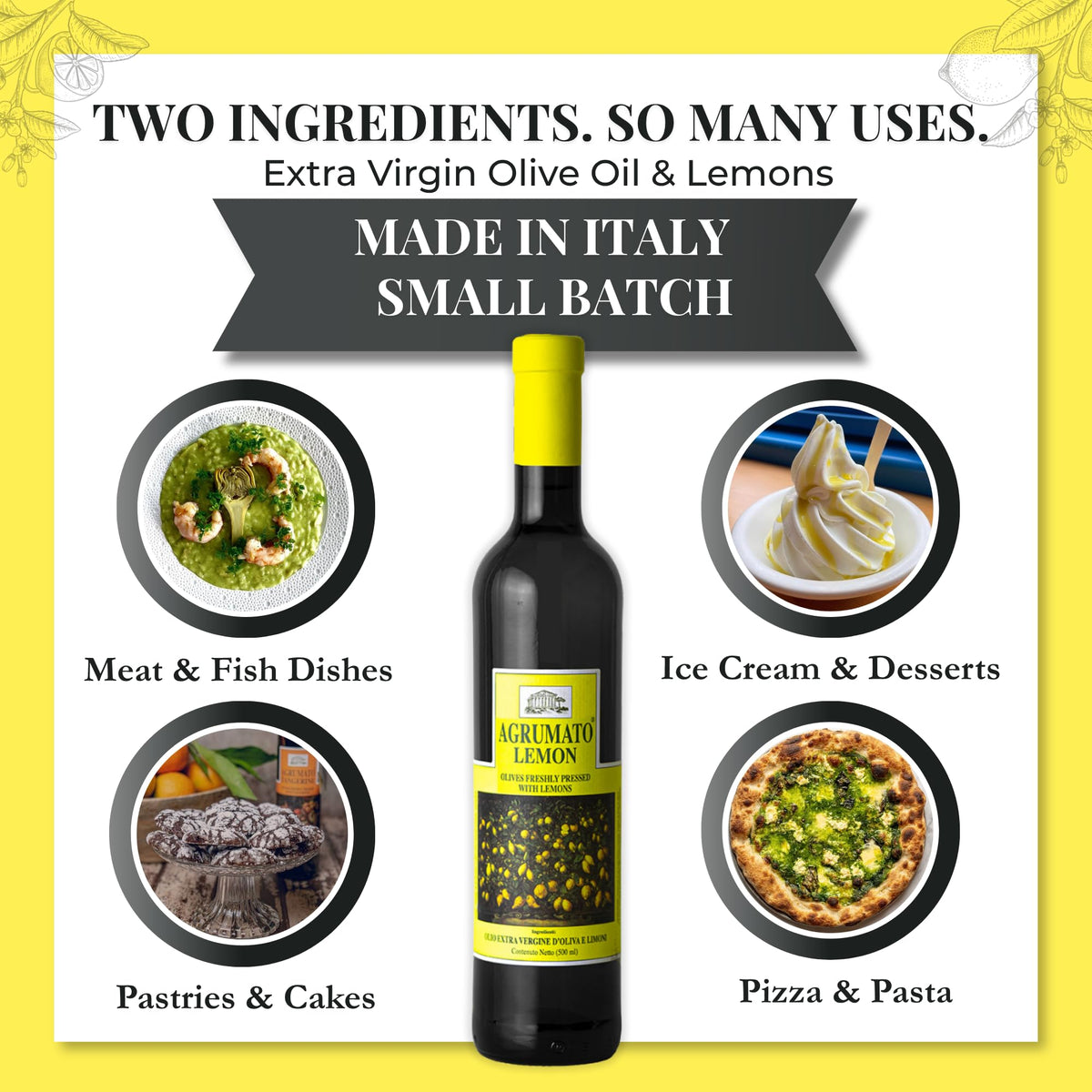 Agrumato Lemon Olive Oil tasting glass highlighting fresh aroma and notes