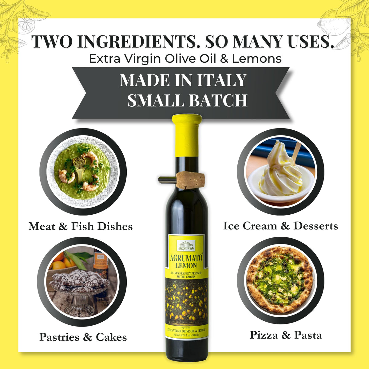 Seafood dish topped with Agrumato lemon oil for brightness.