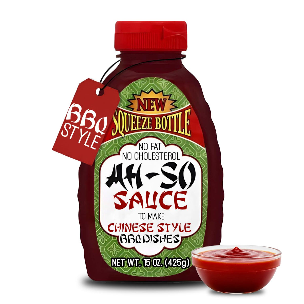 Ah So Chinese-Style BBQ Sauce red rib label closeup showing ready-to-use glaze for meals