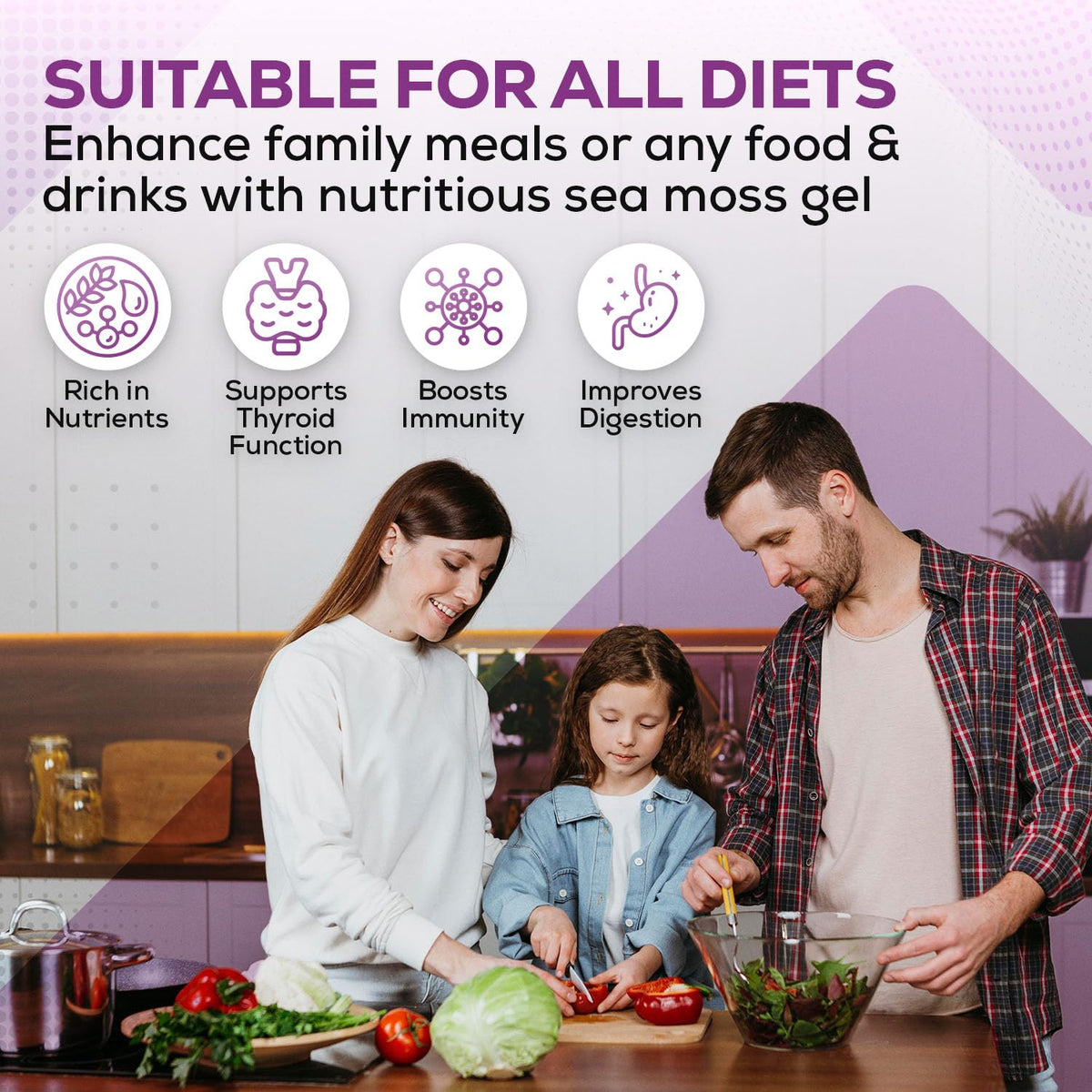 Ahai Life Purple Sea Moss added to tea or smoothie for energy