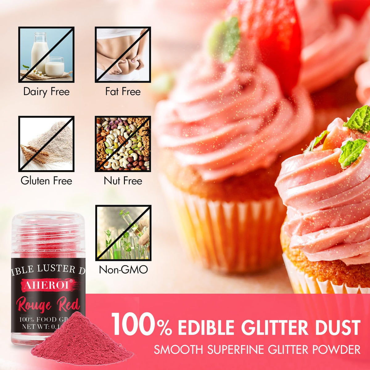 Aheroi glitter adds shimmer to drinks and cocktails.