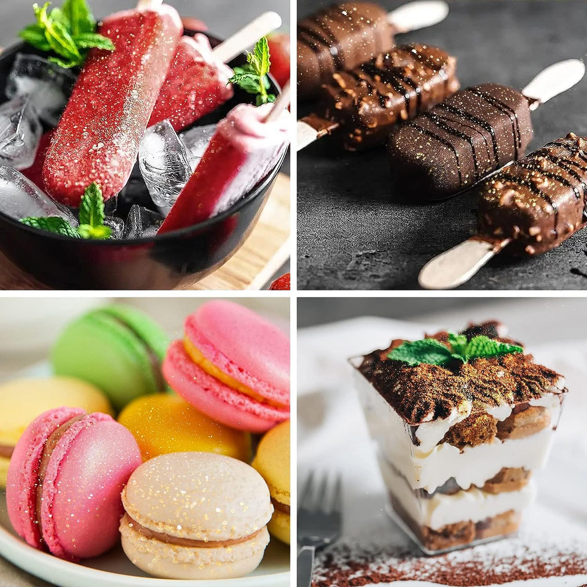 Aheroi glitter adds shine to drinks and desserts for celebrations.