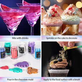 Aheroi packaged glitter set showcases six bottles for home or professional decorating