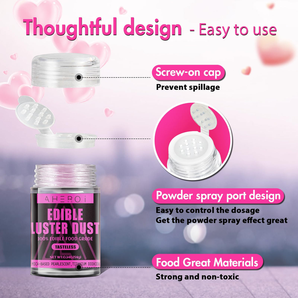 Aheroi glitter powder for chocolates and molds adds color and shine.