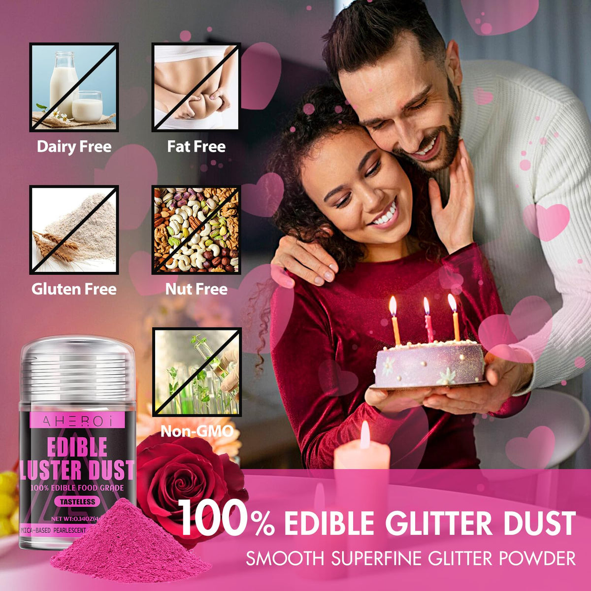 Aheroi vegan-safe glitter is edible and allergy-friendly for cooks.