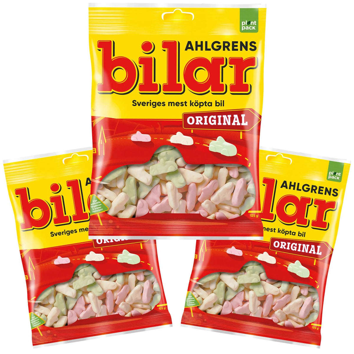 Ahlgrens Bilar Original 125g pack of chewy Swedish marshmallow cars, a fun snack for sharing.