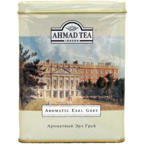 Ahmad Aromatic Earl Grey 500g tin with bergamot aroma, ideal for a refined afternoon tea.