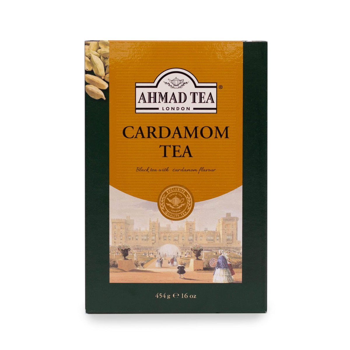 Ahmad Tea Cardamom loose leaf tea in bulk with vibrant flavor and aroma.