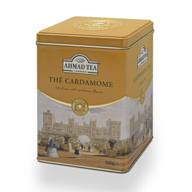 Ahmad Tea Cardamom loose tea brew steeping, rich amber infusion ready to pour.