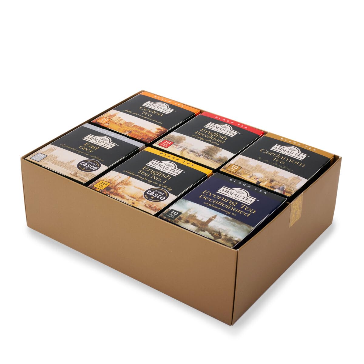 Ahmad Tea Darjeeling teabags offering fragrant notes for afternoon tea.