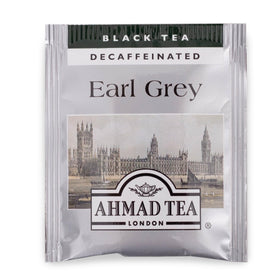 Ahmad Tea Decaf Earl Grey packaging adds elegance to the pantry.