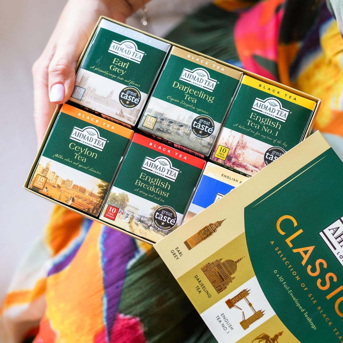 Ahmad Tea Decaf Evening teabags provide a soothing caffeine-free option.