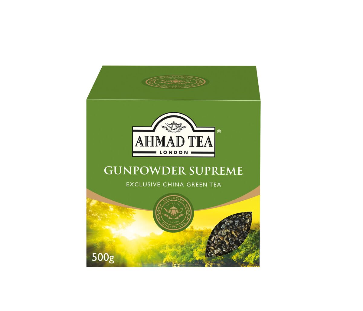 Ahmad Tea Gunpowder Green Tea loose leaves for a smooth, energizing cup.