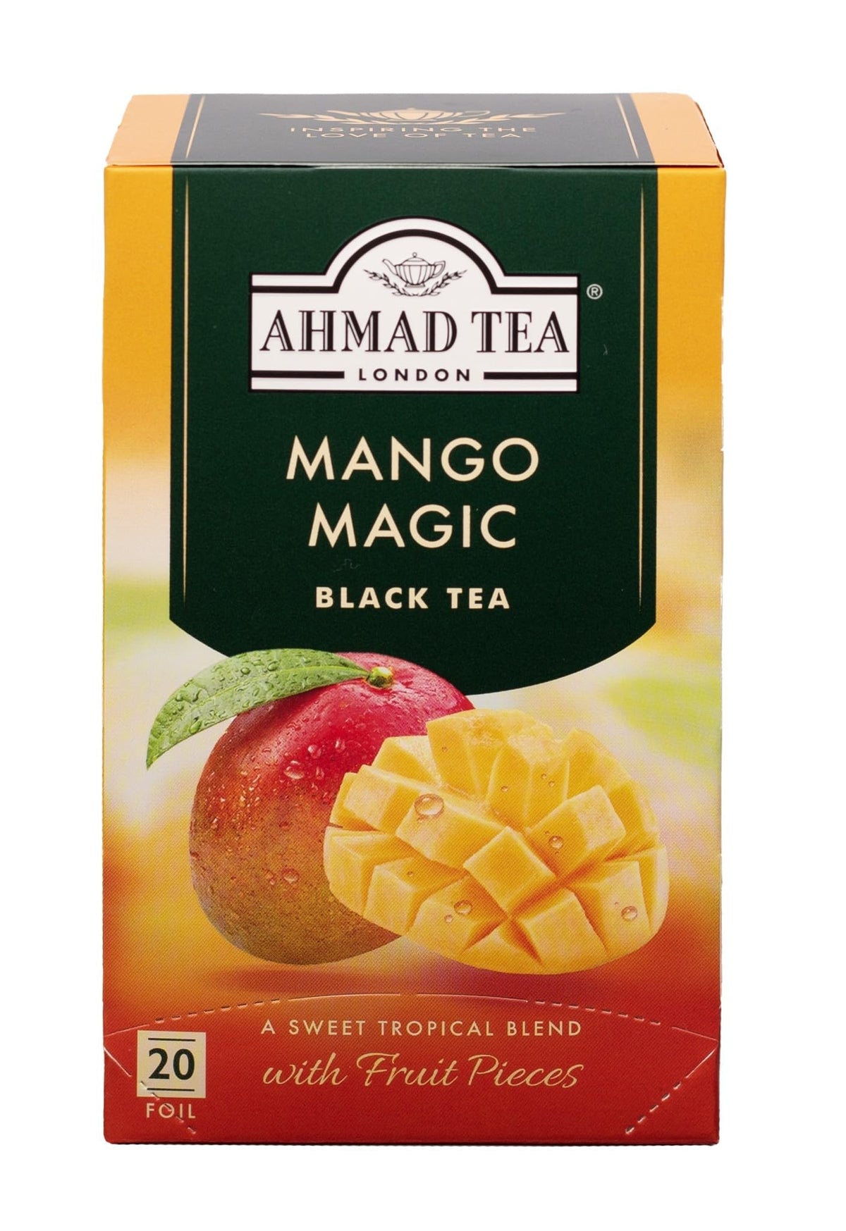 Ahmad Tea Mango Magic black tea bags for easy daily brew.