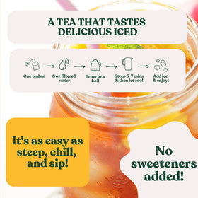 Iced Ahmad Tea Mango Magic tea served over ice for refreshment.